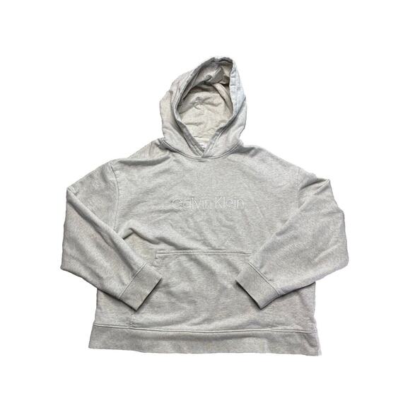 Calvin Klein CK Oversized Hoodie Womens Size Large Embroidered 100% Cotton - Picture 1 of 4